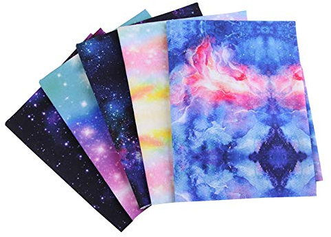 5 Stück Baumwollstoff Galaxy Sternenhimmel Fat Quarters Patchwork Stoffe, Baumwollstoff Webware Für DIY Baumwolltuch Stoffe Zum Nähen Heimwerker, 25 × 25 cm / 50 × 50 cm