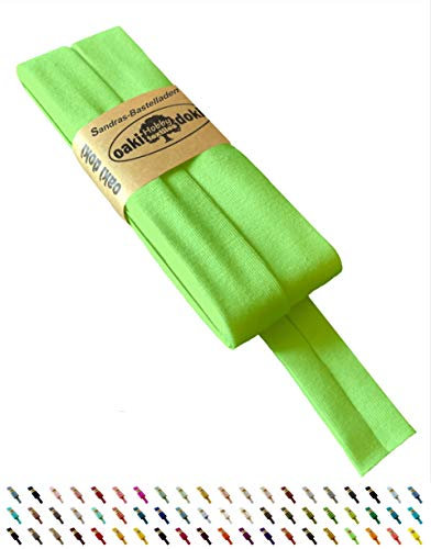 Sandras-Bastelladen Oaki Doki Schrägband/Einfassband Tricot de Luxe Jersey gefalzt 3m x 20mm 951-Neongrün