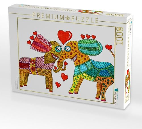 CALVENDO Puzzle Verliebte Elefanten | 1000 Teile Lege-Größe 64 x 48 cm Foto-Puzzle für glückliche Stunden