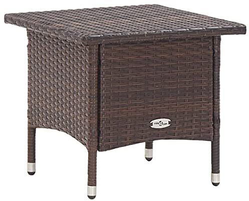 KTHLBRH (Blitzlie ferung) Gartentisch Outdoor-Tisch Kaffeetisch Lounge-Tisch Balkontisch Terrassentisch Teetisch Braun 50 x 50 x 47 cm Poly Rattan