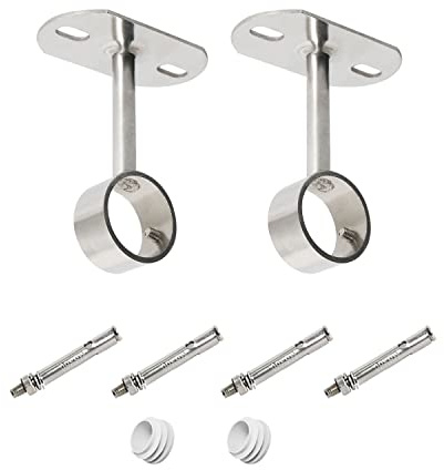 Ohamtes 2Pcs ID32mm(1-1/4), L100mm, clothes rail mounting bracket, shower curtain closet tie rod support frame, curtain rod flange socket, suitable for ceiling or wall mounting