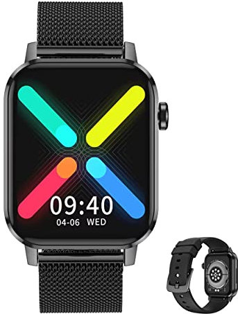 Aliwisdom Smartwatch per Uomo Donna, 1,69'' HD Smart Watch con chiamate Bluetooth e promemoria Whatsapp e assistente vocale, Fitness Tracker Impermeabile Orologio Fitness per iPhone Android (Nero)