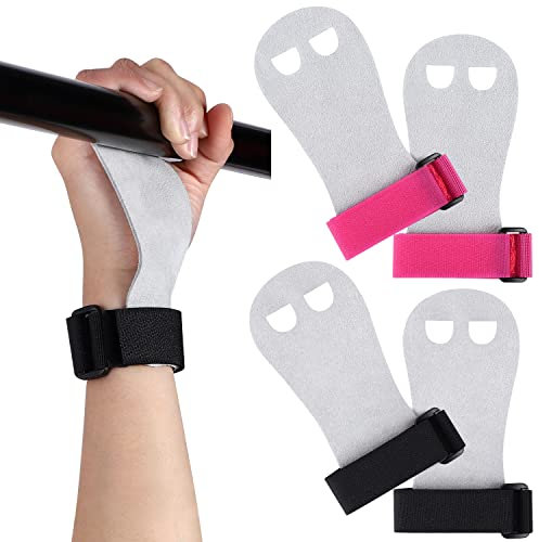 TOBWOLF 2 Paar Gymnastikgriffe, Griffe für Gymnastik, Gymnastik-Handgriffe, Gymnastik-Palmen-Handgriffe Protektoren, Turngeräte-Griffe für Mädchen Jugend – Schwarz + Rosa