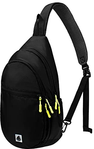 Gisdanchz Sling Bag Herren Damen, Schultertasche Herren Damen Schwarz Wasserdicht Klein Sportlich, Brusttasche Crossbag Crossbody Bag Backpack Umhängetasche Herren Damen Daypacks Bodybag, Schwarz