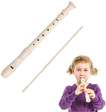 Flûte à Bec Soprano, Enregistreur Descant, Flûte à Bec, Soprano Enregistreur 8 Trous avec Tige de Nettoy, Plastique Amovible Instrument de Musique Flûte à Bec Soprano, pour Enfants Adultes Débutants