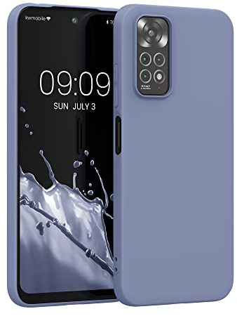 kwmobile Hülle für Xiaomi Redmi Note 11 / Note 11S TPU Case - Handyhülle unterstützt kabelloses Laden, Flexible Schutzhülle, gummiertes Cover in Blaugrau
