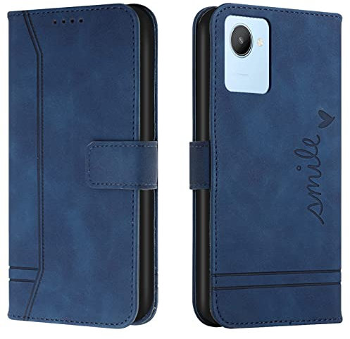 Lihondar Coque pour Oppo Realme C30/Narzo 50i Prime, Coque Oppo Realme C30/Narzo 50i Prime, Protection Portefeuille Etui à Rabat Housse en Cuir PU avec TPU Magnétique Flip Pochette Housse (Bleu)