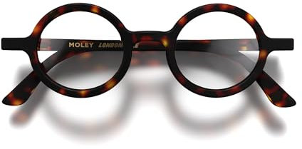 LONDON MOLE Brillen | Moley-Lesebrille | Runde Lesebrille | Coole Leser | Stilvolle Lesebrille | Herren Damen Unisex | Federscharniere | Mattbraunes Schildpatt | + 2,0 Vergrößerung
