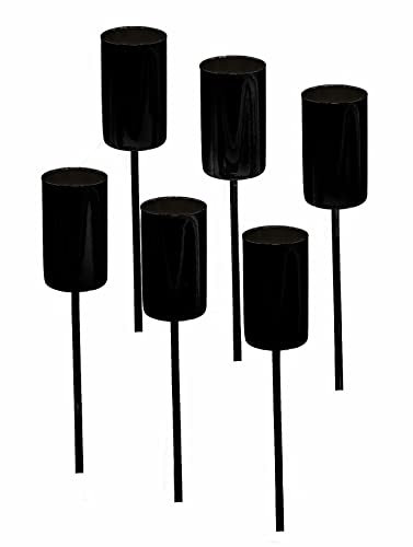 Kerzenpick für Stabkerzen 6er Set - schwarz - Kerzenhalter für Tafelkerzen - Kerzen Stecker für Advents und Weihnachts Gesteck