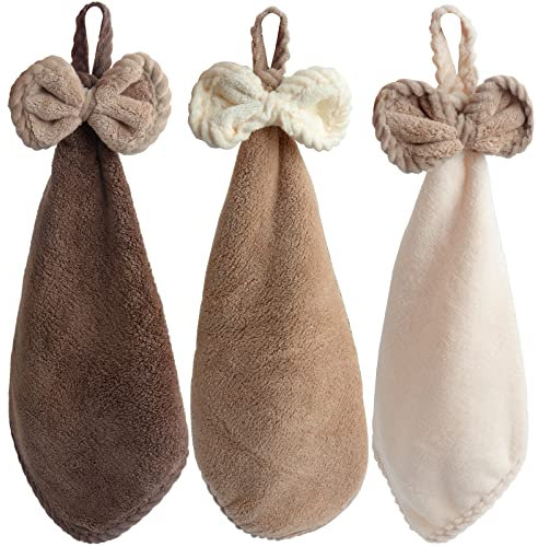 Roellgs 3 Stück Dekorative Mikrofaser Coral Fleece Lovely Handtücher Trocknen Sie Ihre Hände sofort (Dunkle Farbe)