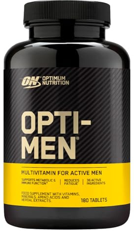 Optimum Nutrition Opti-Men Multivitamin Nahrungsergänzungsmittel mit Mineralien, Aminosäuren und Pflanzenextrakten für den Stoffwechsel und das Immunsystem 60 Portionen 180 Tabletten