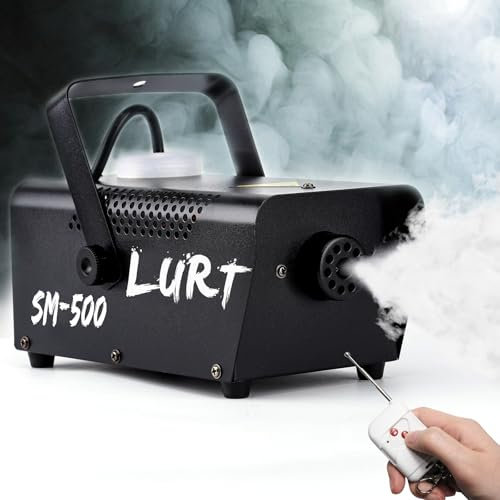 LURT Máquina de niebla de 500 W mini máquina de humo con control remoto inalámbrico y modo automático portátil para fiestas, exteriores, Halloween, boda, escenario, efecto, interior, discoteca y