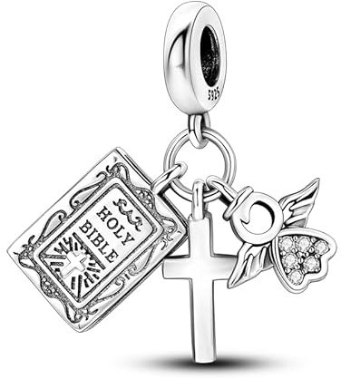 CYCUFF Sterling Silber Charms 925 für Europäische Armband & Halsketten Anhänger Perlen Schmuck Geschenk für Frauen Familie Freunde (Bibel Kreuz Charm)