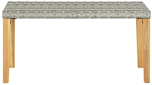 Keketa Gartenbank Outdoormöbel Terrasse Parksitz Stuhl 120 cm grau Polyrattan massiv Akazienholz