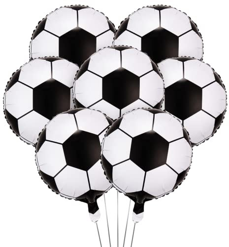 Luftballons Fußball, 12 Stück 18 Zoll Folienballons Fussball, Aluminiumfolie Fußball, Soccer Ballons für Junge Kinder Geburtstag WM Sport Thema Party Dekoration