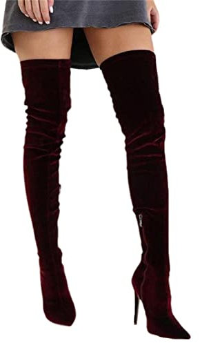 Tinbarry Stivali Donna Sopra Il Ginocchio Invernali Con Cerniera Alti alla Coscia Scarpe Con Tacco a Spillo Lunghi