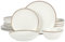 Gibson Elite Kings Road - Juego de vajilla de porcelana redonda orgánica y resistente a los arañazos, color blanco mate con borde dorado