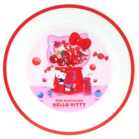 Sanrio 310133 Hello Kitty Assiette plate 50e anniversaire 19,5 cm Passe au micro-ondes et au lave-vaisselle Fabriqué au Japon