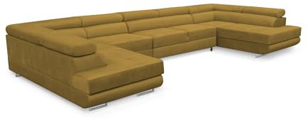 KREATIVE FURNITURE & DESIGN Ecksofa Miami U XXL-Ecksofa mit Schlaffunktion und Zwei Bettkästen in Gold - Big Sofa Wohnlandschaft für optimalen Komfort und Stil