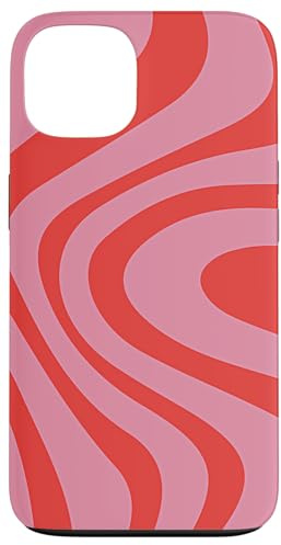 Hülle für iPhone 13 Retro Liquid Swirl Abstraktes Muster in Pink und Rot