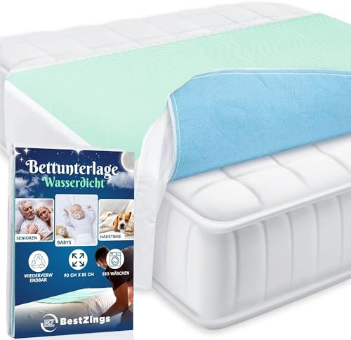 Bestzings- Inkontinenzunterlage waschbar - Inkontinenz bettunterlage - Bettunterlage wasserdicht - wasserdichte matratzenauflage - Betteinlagen inkontinenz - Matratzenschutz wasserdicht 90x85