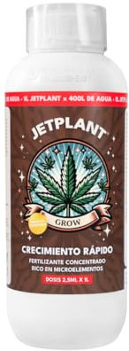 Jetplant Fertilizante Grow Líquido Concentrado NPK 12-4-4 potenciador Crecimiento Radicular y Foliar – 400L por Envase, Rico en Microelementos, Para Plantas de Interior y Exterior, Sin Residuo