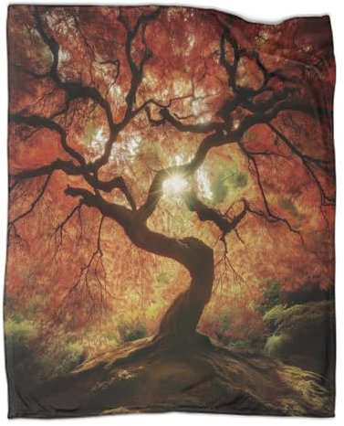 Ahorn Outdoor-Camping-Bedruckte,weiche,atmungsaktive,warme Decke Sonnenschein Vier-Jahreszeiten-Schlafzimmerbettdecke 70x80inch(180x200cm)