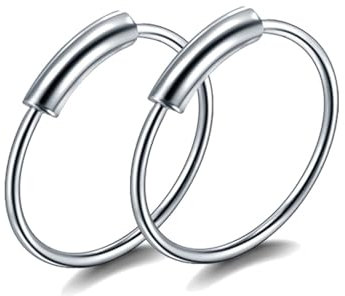 Tolldek 2er Nase Piercing Set, Edelstahl 0.6MM Hoop Nasenpiercing Ring Dünn Silber, Nostril Piercing, Lippen Nase Brust Piercingschmuck für Herren Damen