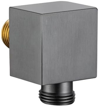 Grey Wall Outlet Elbow, G1/2 Inch Handheld Shower Hose Connector Square Union Water Outlet Hand Shower Fitting for Home Hotel Bathroom