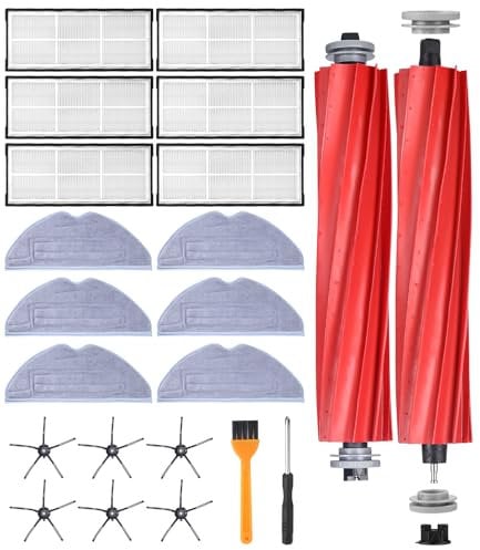Zubehör Ersatz Kompatibel für Xiaomi Roborock S7, Roborock S7 S7 Plus S7 MaxV Roboter Staubsauger, 2 Hauptbürsten, 6 Tücher, 6 HEPA-Filter, 6 Seitenbürsten, 1 Bürstenreinigungs,1 Schraubenzieher