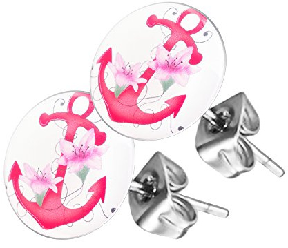 Piersando Ohrstecker Ohrringe Runde Kleine Stecker mit Motiv für Damen oder Kinder
