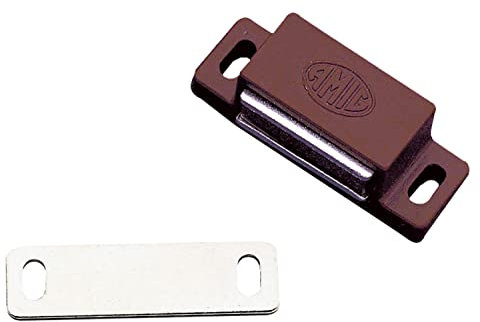 Amig - Pack de 2 Golpetes Magnéticos Mod.5 Acabados en Marrón - Cierre Oculto para Puertas de Armarios y Muebles de Hogar u Oficina - Medidas: 43 x 15 mm - Se Incluyen Tornillos de Fijación