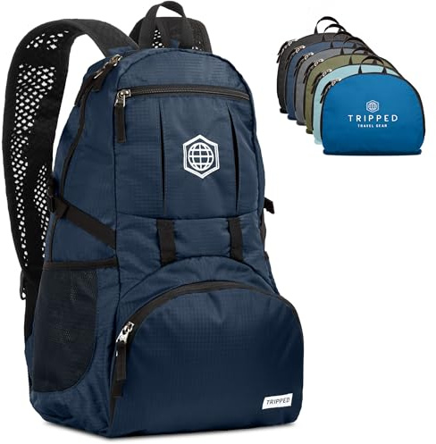 TRIPPED Travel Gear Traveling Backpack- Foldable Collapsible Lightweight Backpack for Travel, 35 liters