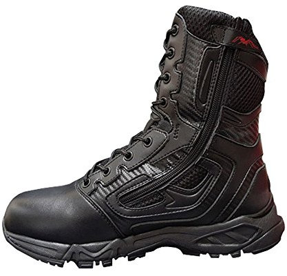 LiliChan 8” Side-Zip Combattimento Duty Stivali da Uomo Militare e tattico Boot (43, Nero)