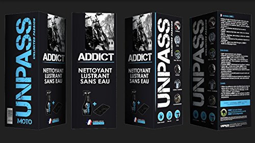 Unpass Nettoyant Lustrant sans Eau Moto + Microfibre, Étui Pulvérisateur 500 ML