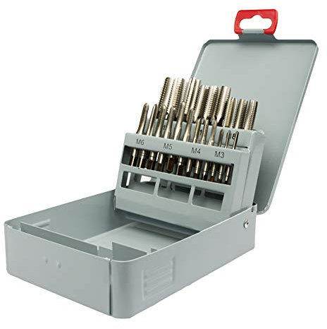 UK Drills High Speed Steel Hand Taps - HSS Twist Drill Bits - Set 21pcs 1st, 2nd, & 3rd Cut from M3 to M12, Made of Steel drill, Stainless Steel, Cast Iron