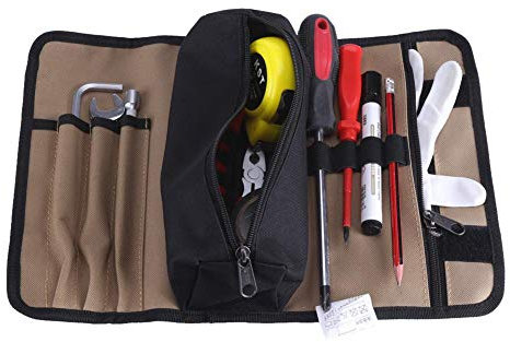 Nikou Tool Roll Bag, Hand Tool Organiser Storage Case Wrench Socket Roll Up Pouch, 36 * 25cm Waterproof Canvas Electrician Roll Up Hardware Tools Storage Bag