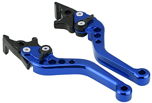 Motorradhebel, umkehrbar, Bremskupplungshebel, 2 Stück, Universal, modifiziert, Doppelhebel, Scheibenbremse, für Scooter, Motorrad, Dirt Bike (Blau), Keenso-Griff + integrierter Bremshebel