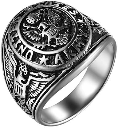 Flongo Herren-Ring Siegelring Männer Ring Daumenring aus Edelstahl Bandring Silber Russische Staatsflagge Staatswappen Motorradfahrer Biker Herren-Accessoires Größe 54