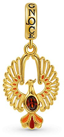 GNOCE Golden Phönix Charms Anhänger Sterling Silber 18 Karat Gold Tiere Beads Charm mit Ovalschliff Ruby Fit Armband/Halskette Geschenk für Frauen Mädchen