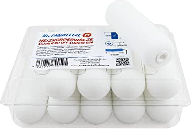 10x Farbklecks24 Schaumstoff Superfein Heizkörperwalze, 11 cm (bügelseitig abgerundet)