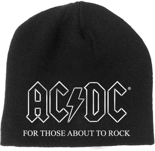 AC/DC Mütze Beanie Cap For Those About To Rock Logo offiziell Nue Schwarz One One Size
