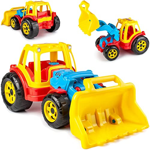 alles-meine.de GmbH großer XL Radlader/Traktor - 51 cm - Stabiler Kunststoff - Sandspielzeug - für Draußen & Drinnen/Innen - Sandkasten - Bagger - Plastikbagger - Sandspielka..