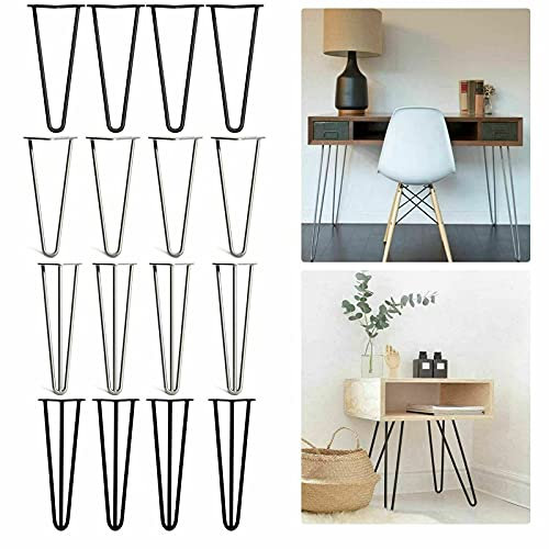 Lot de 4 pieds de table en métal pour table basse, bureau moderne, table de chevet ou chaises, Noir 86 cm