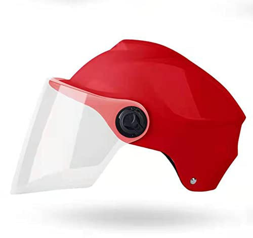 Casque Moto Jet Casque Mobylette Bols Casque Ouvert Hommes Rétro Street Scooter Bike Moped Femmes Casque Adultes Vintage Casque Moto Demi-Coquille Homologation ECE,Rouge