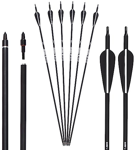12er Carbonpfeile 28/30/31'' Bogenschießen Jagdpfeile für Recurve Compound | 28/30/31 Zoll Carbonpfeile, 500 Spine, für Erwachsene. Bogenschießen Jagdpfeile für Recurve, Compound und Langbogen.