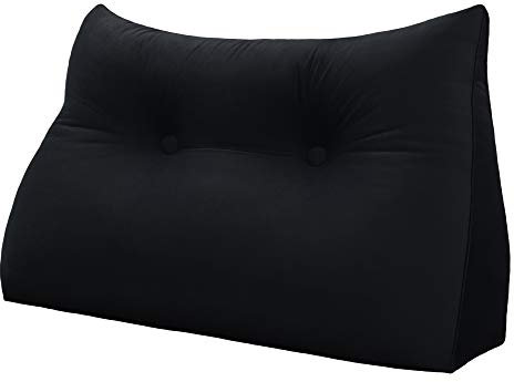 VERCART Rückenkissen Bett Rückenlehne Keilkissen Kopfteil Gepolstert Lesekissen Wandkissen Lendenkissen für Couch, Groß Sofakissen Kopfkissen, Stützkissen, Nackenkissen Samt Bezug Anthrazit 80cm
