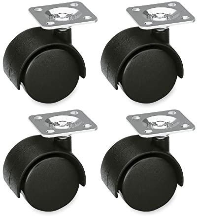Amig - Set di 4 ruote per mobili mod. 1500 | Con piastra in acciaio | Misura: Ø 40 mm | Carico massimo per ruota: 35 kg | Realizzate in nylon | Colore nero | Senza freno