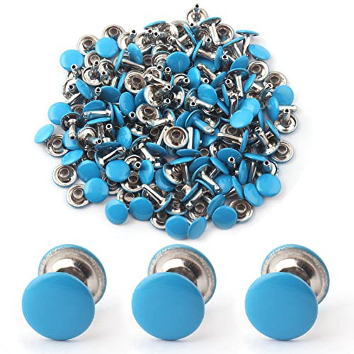 Sky Blue Leather Rivets-9mm Double Cap Rivet Rivets Kit for Leather Craft 60 Sets Rivets Leather Decoration Rivet Studs for Purse Bags Handbags