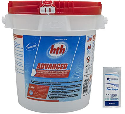 HTH Advanced Kieselstein 255 g – 4,5 kg | Langsames Chlor nicht stabilisiert – regelmäßige Desinfektion – Calciumhypochlorit mit langsamer Auflösung + 10 HPS-Tests